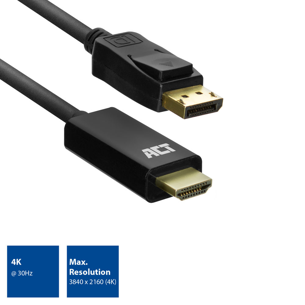 Adapter Cable DisplayPort male - HDMI male 4K @ 30Hz 1.8 Meter