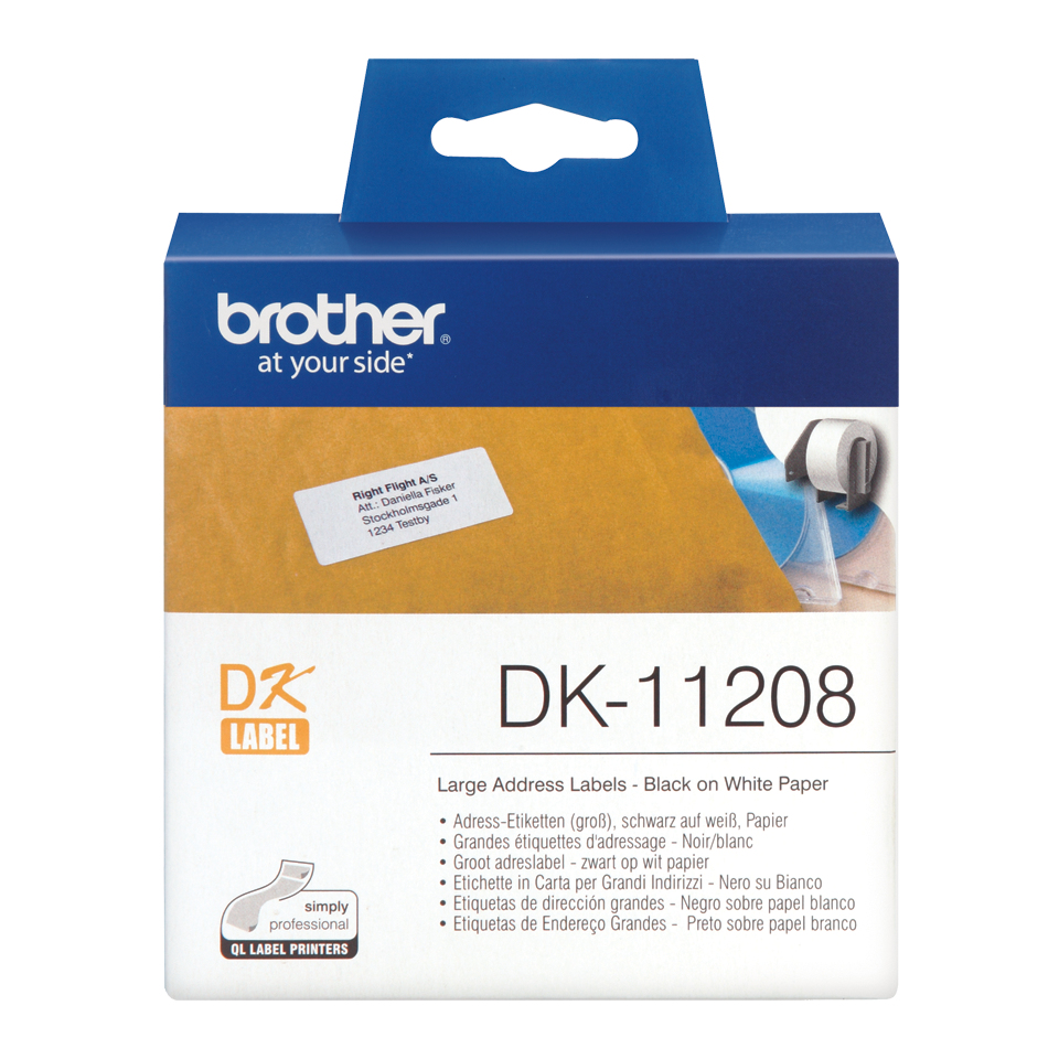 DK-11208 Adreslabels, Papier, 38 x 90 mm, Zwart op Wit