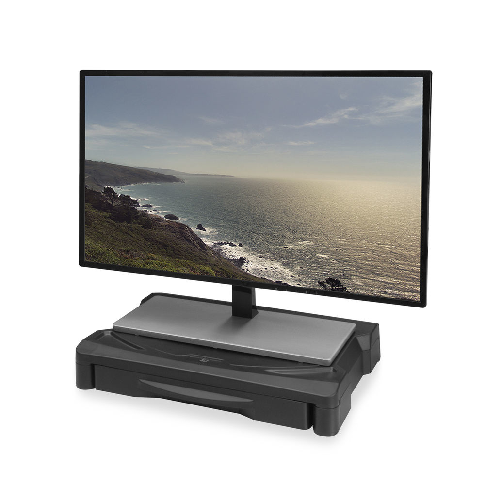 Monitor riser with drawer wide model