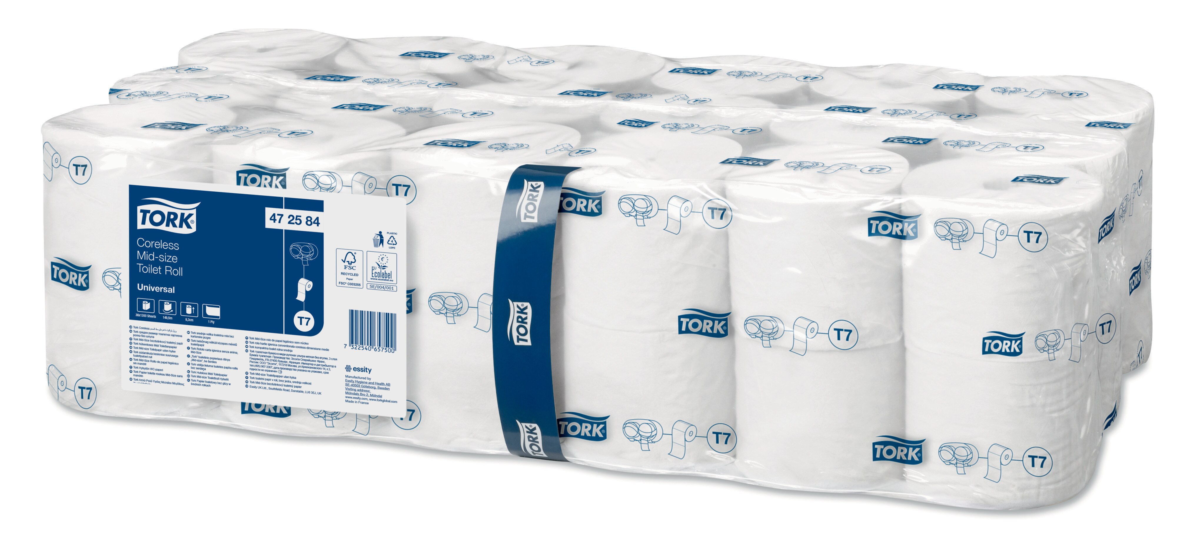 Toiletpapier T7 1-laag Hulsloos