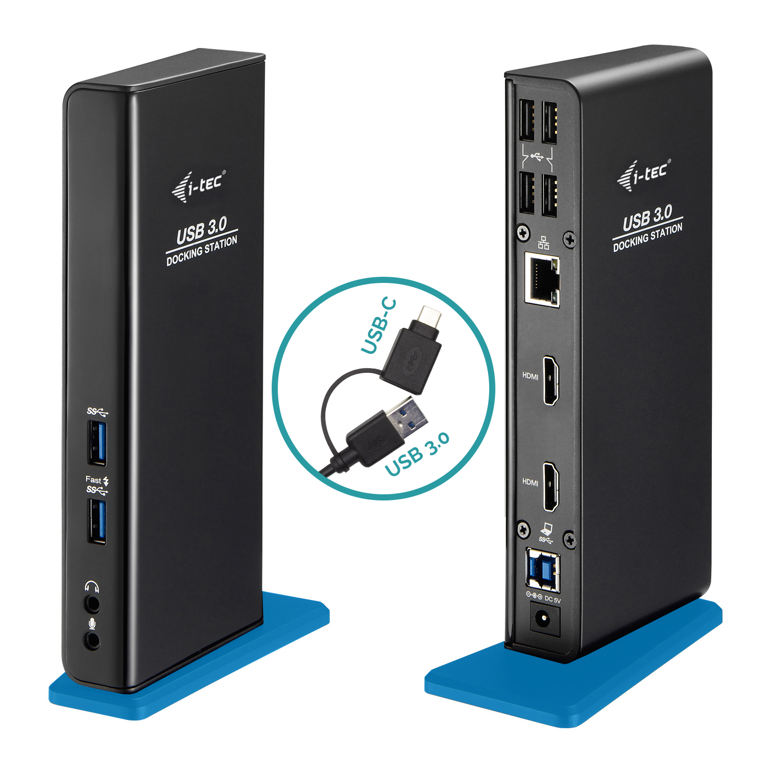  USB 3.0/USB-C Dual HDMI Docking Station 2x HDMI 1x GLAN 2x USB 3.0 4x USB 2.0 1x Audio 1x Mic