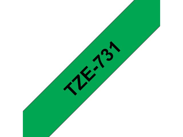 TZe731 Labeltape, 12 mm x 8 m, Zwart op Groen