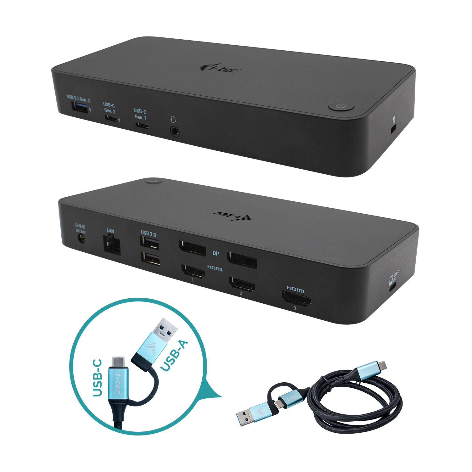  USB 3.0/USB-C/Thunderbolt 3x 4K Docking Station 3xHDMI 2xDP GLAN 2xUSB-C 2xUSB 3.0 3.5mm Combo Audio/Mic PD 100W
